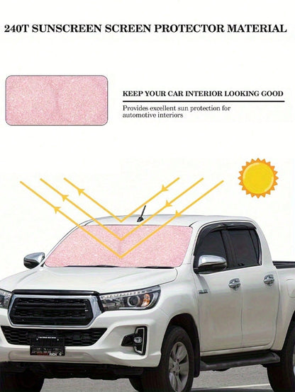 1pc Foldable Pink Sun Visor, Fits Car Windshield, Sun Shade UV Protection Universal Car Accessory