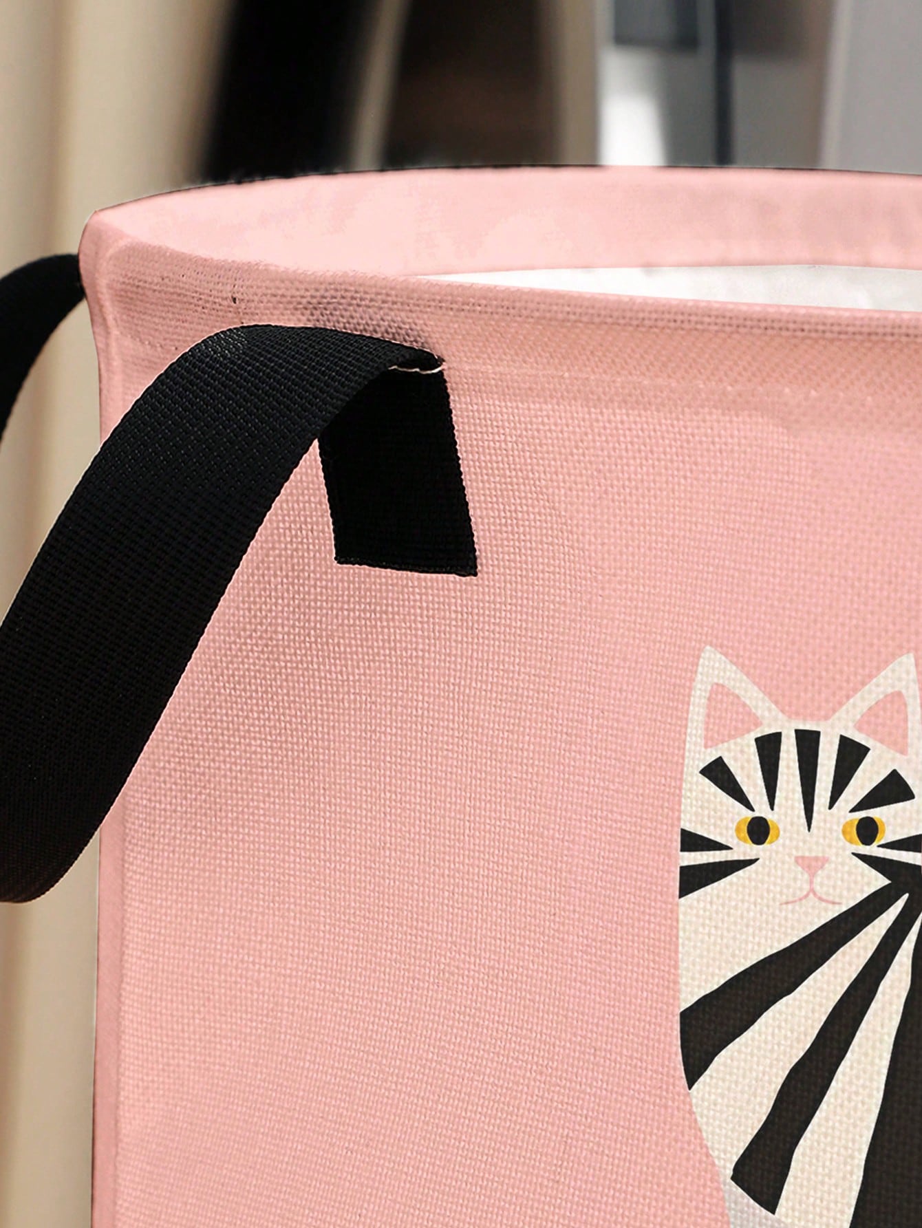 1pc Foldable Round Storage Basket With Handles, Cute Animal Pattern, Large Capacity Multi-Purpose Storage Bin For Nursery, Baby Diaper, Clothes, Toys And Accessories Organization
