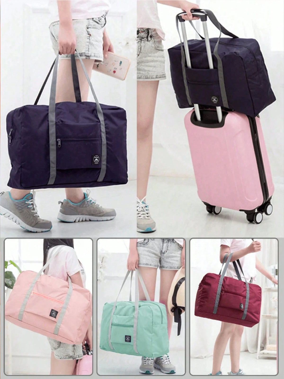 1pc Foldable Travel Storage Bag, Lightweight Large Capacity Tote Bag, Fashionable Travel Companion- Stylish, Lightweight, Foldable Duffel Bag With Ample Storage Space, Perfect For Organized Packing.