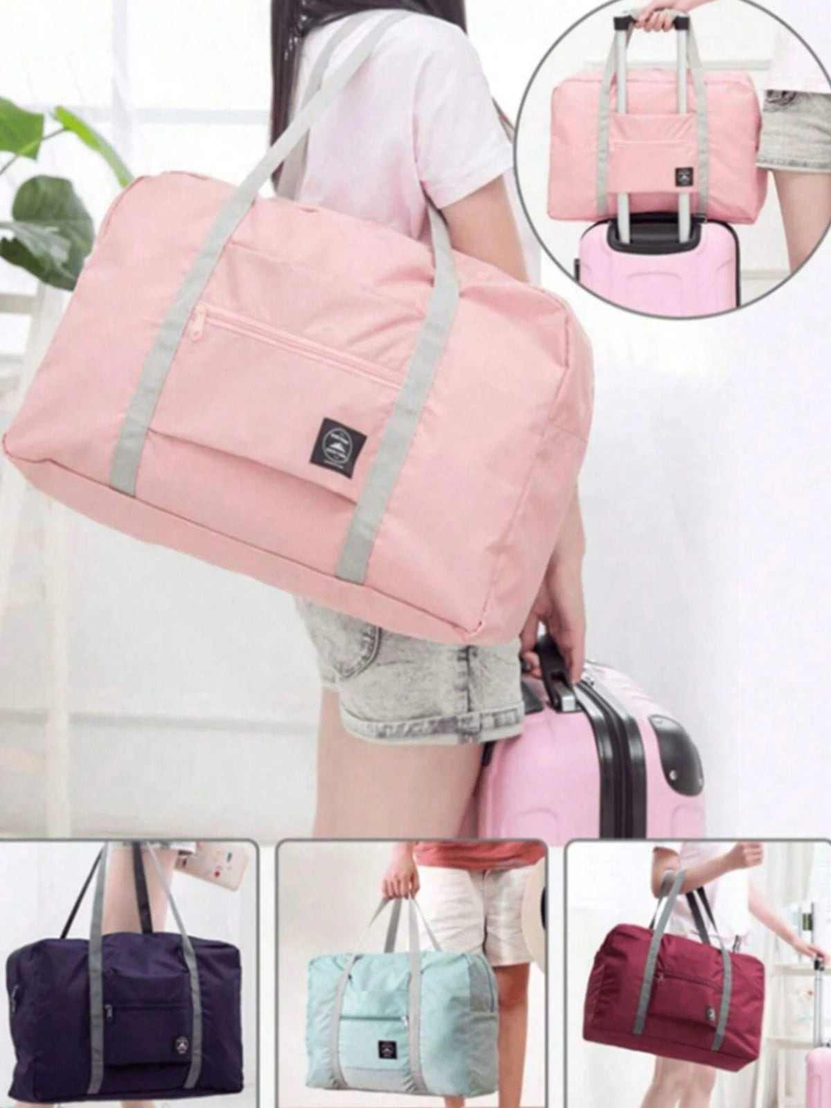 1pc Foldable Travel Storage Bag, Lightweight Large Capacity Tote Bag, Fashionable Travel Companion- Stylish, Lightweight, Foldable Duffel Bag With Ample Storage Space, Perfect For Organized Packing.