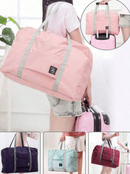 1pc Foldable Travel Storage Bag, Lightweight Large Capacity Tote Bag, Fashionable Travel Companion- Stylish, Lightweight, Foldable Duffel Bag With Ample Storage Space, Perfect For Organized Packing.