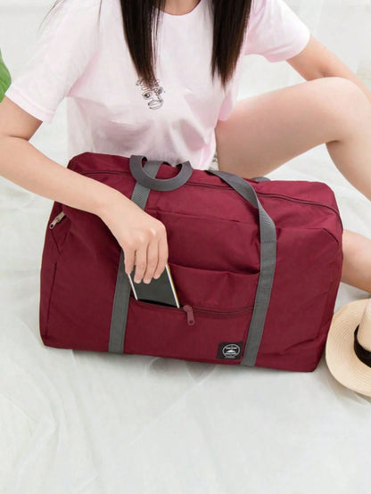 1pc Foldable Travel Storage Bag, Lightweight Large Capacity Tote Bag, Fashionable Travel Companion- Stylish, Lightweight, Foldable Duffel Bag With Ample Storage Space, Perfect For Organized Packing.