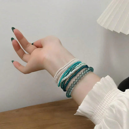 1PC Forest Teal Green Beaded Bracelet Natural Stone Beads Material Cool Tone Skin Flattering Beach Style Daily Vacation Bohemian Jewelry For Women