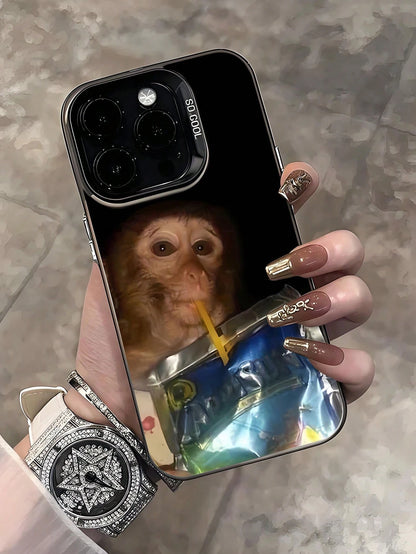 1pc Funny Monkey Design TPU Soft Edge Phone Protective Case Compatible With IPhone13/15/14/13/12/11/16/Compatible With Galaxy/Compatible With Redmi/Compatible With OPPO/Compatible With VIVO/Compatible