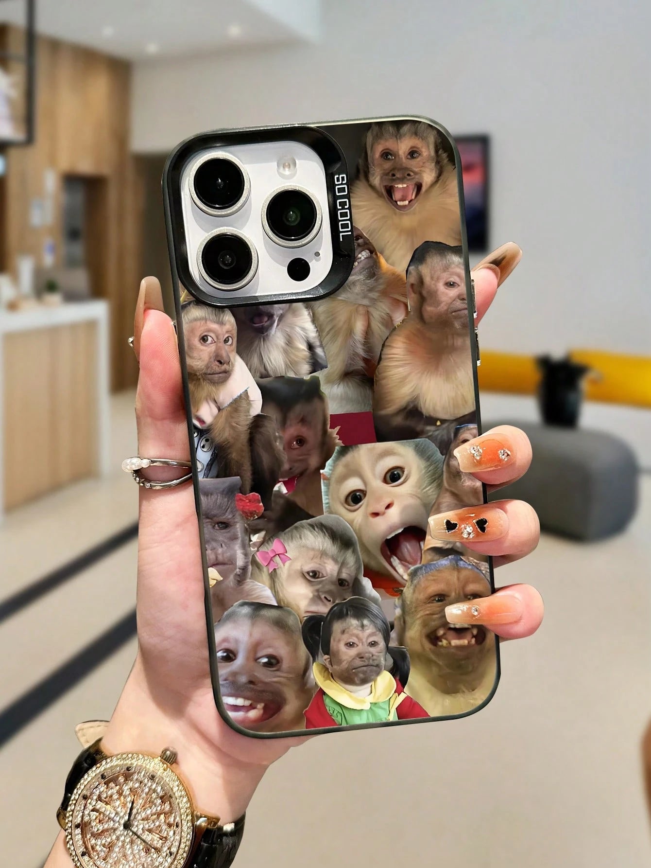 1pc Funny Monkey Design TPU Soft Edge Phone Protective Case Compatible With IPhone13/15/14/13/12/11/16/Compatible With Galaxy/Compatible With Redmi/Compatible With OPPO/Compatible With VIVO/Compatible