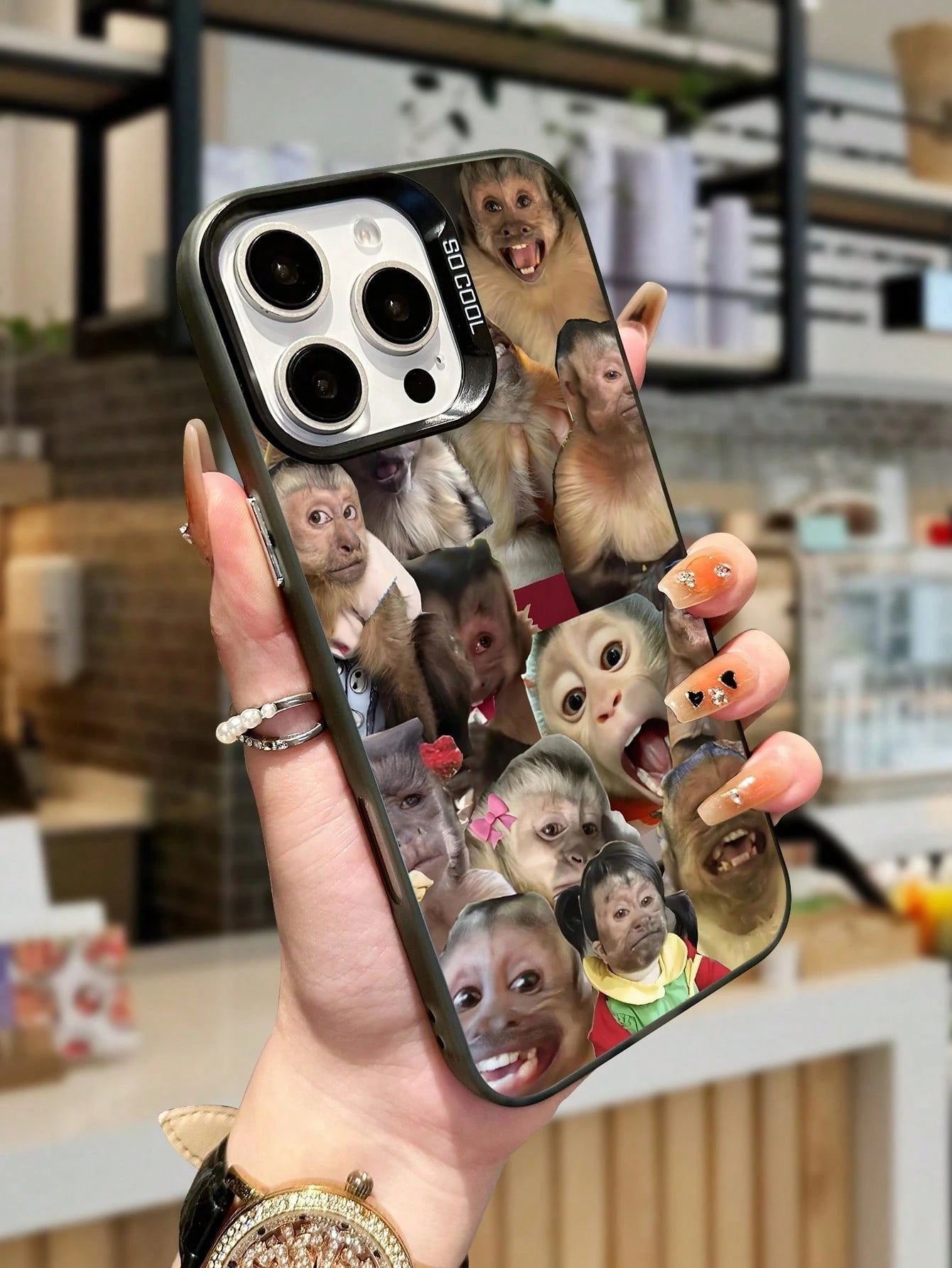 1pc Funny Monkey Design TPU Soft Edge Phone Protective Case Compatible With IPhone13/15/14/13/12/11/16/Compatible With Galaxy/Compatible With Redmi/Compatible With OPPO/Compatible With VIVO/Compatible