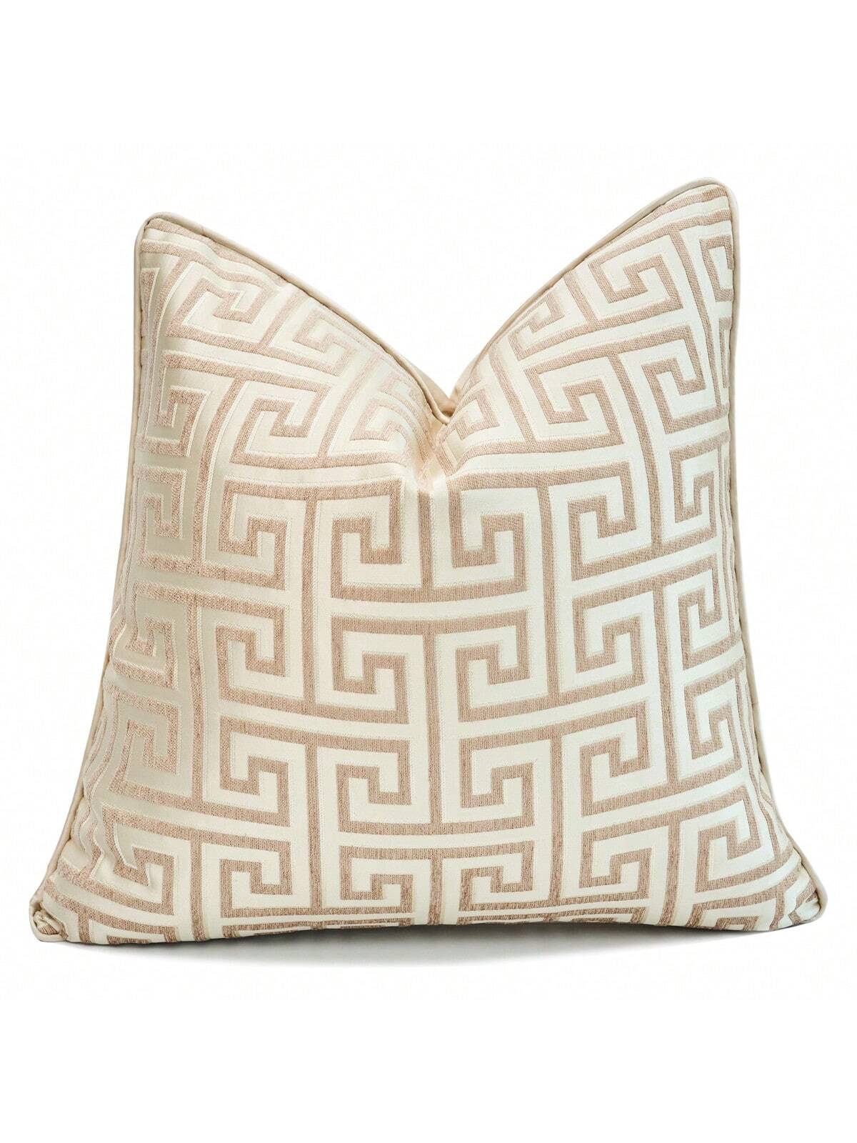 1pc Gold Maze Pattern Pillow Cover, Luxury Jacquard Design, Available In Sizes: 45x45cm(18x18in)/ 50x50cm(20x20in), Multi-Size Options For Sofa, Living Room, Hotel, Outdoor Spaces, Etc. (Pillow Inser