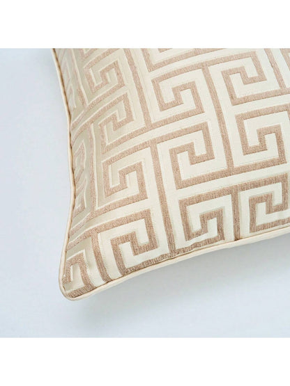 1pc Gold Maze Pattern Pillow Cover, Luxury Jacquard Design, Available In Sizes: 45x45cm(18x18in)/ 50x50cm(20x20in), Multi-Size Options For Sofa, Living Room, Hotel, Outdoor Spaces, Etc. (Pillow Inser