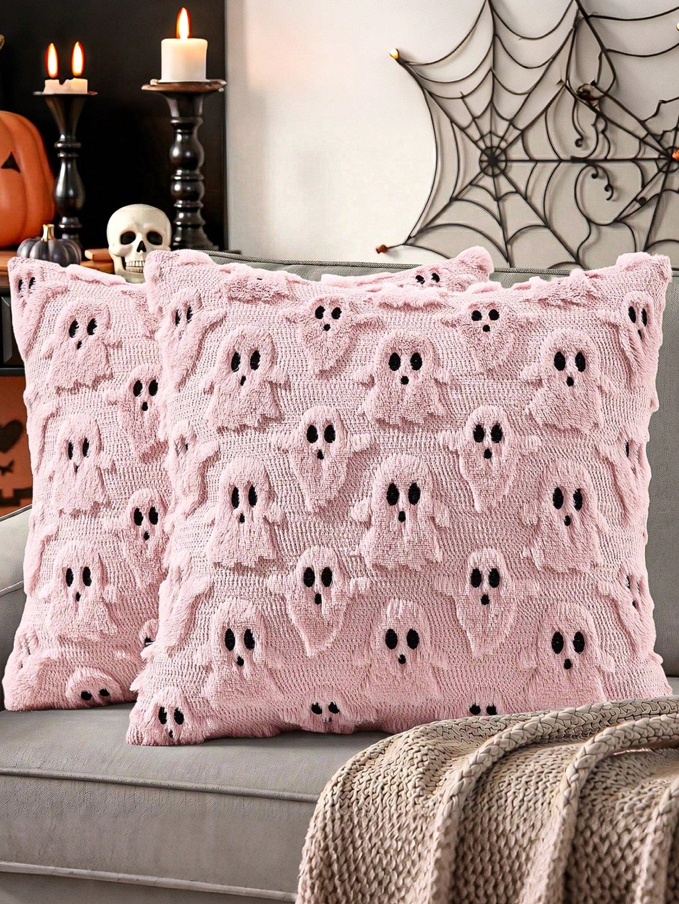 1pc Halloween Ghost Pillowcase, Room Decor, Halloween Decoration, Cute 3D Ghost Decorative Cushion Cover, Autumn Decor, Living Room Cushion Cover, Suitable For Sofa, Bedroom, Home Decor, Perfect For D