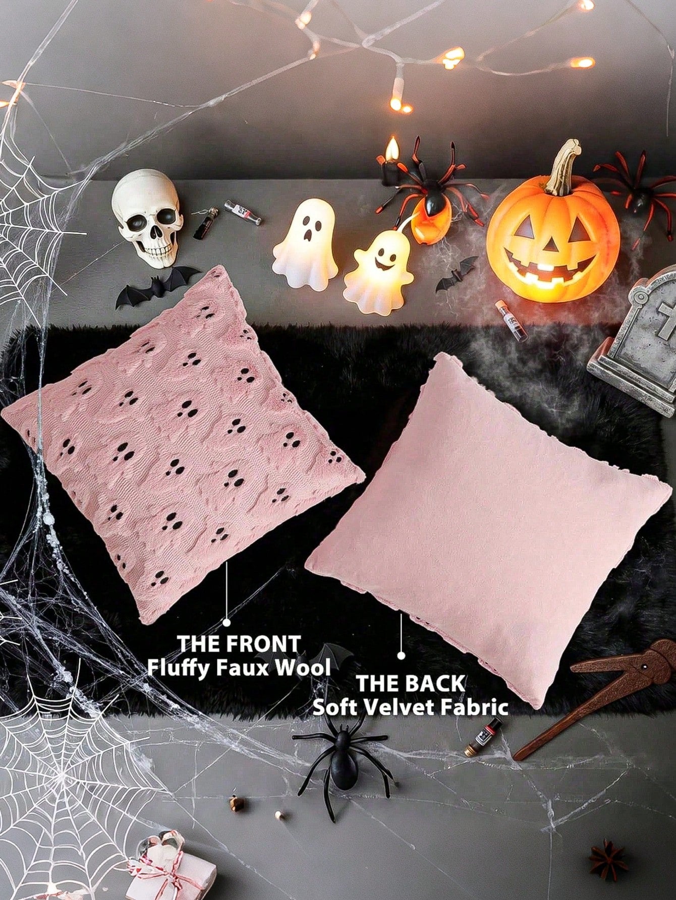 1pc Halloween Ghost Pillowcase, Room Decor, Halloween Decoration, Cute 3D Ghost Decorative Cushion Cover, Autumn Decor, Living Room Cushion Cover, Suitable For Sofa, Bedroom, Home Decor, Perfect For D
