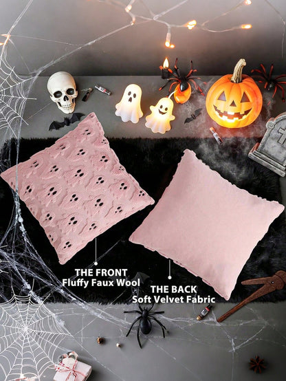 1pc Halloween Ghost Pillowcase, Room Decor, Halloween Decoration, Cute 3D Ghost Decorative Cushion Cover, Autumn Decor, Living Room Cushion Cover, Suitable For Sofa, Bedroom, Home Decor, Perfect For D