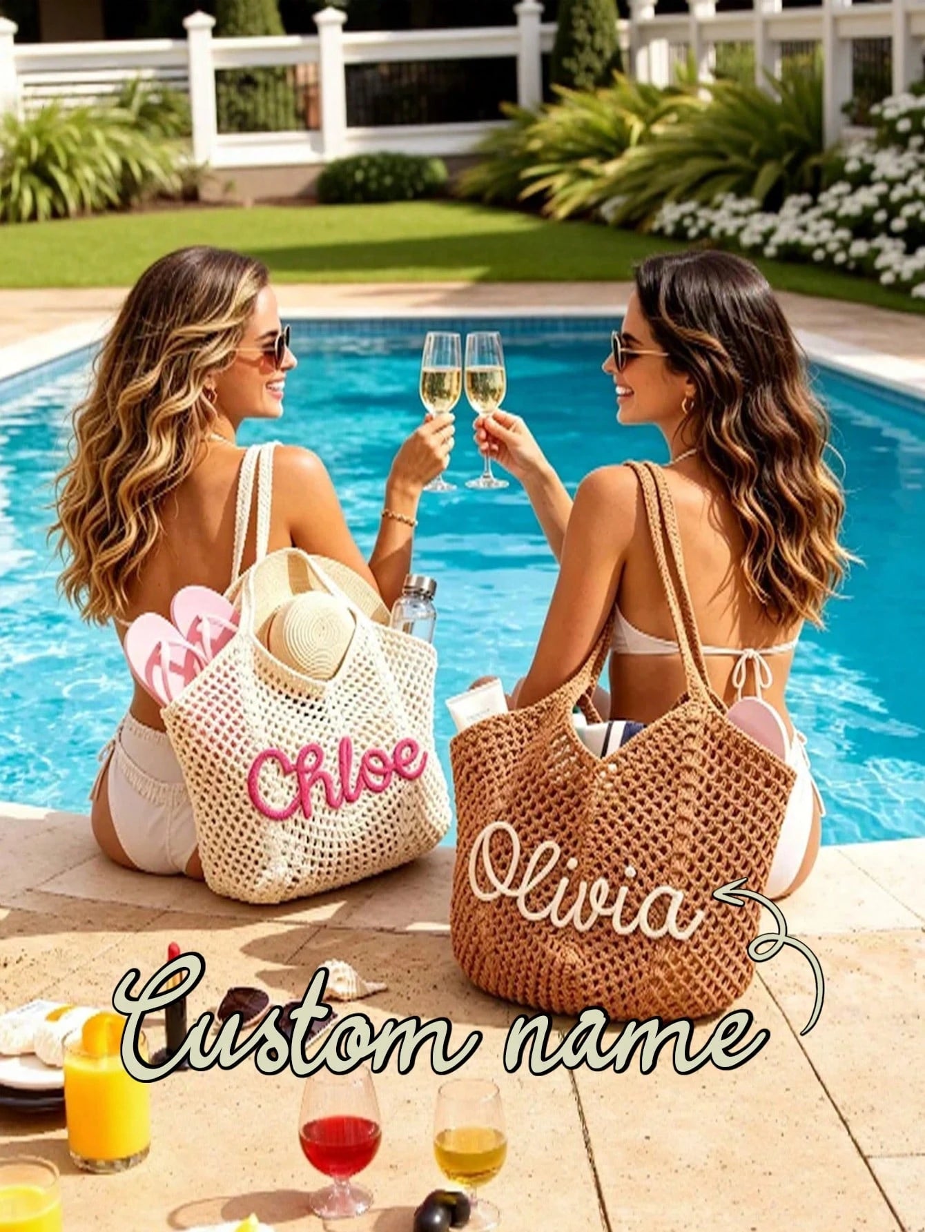 1pc Handmade Customized Women's Woven Rope Shoulder Bag Print Name Letter For Wedding Favors Bridesmaid Bachelorette Party Travel Best Friend Gifts, Bridesmaids Gifts Boxes