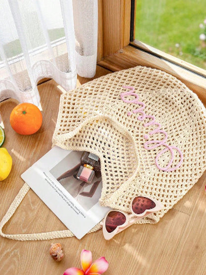 1pc Handmade Customized Women's Woven Rope Shoulder Bag Print Name Letter For Wedding Favors Bridesmaid Bachelorette Party Travel Best Friend Gifts, Bridesmaids Gifts Boxes
