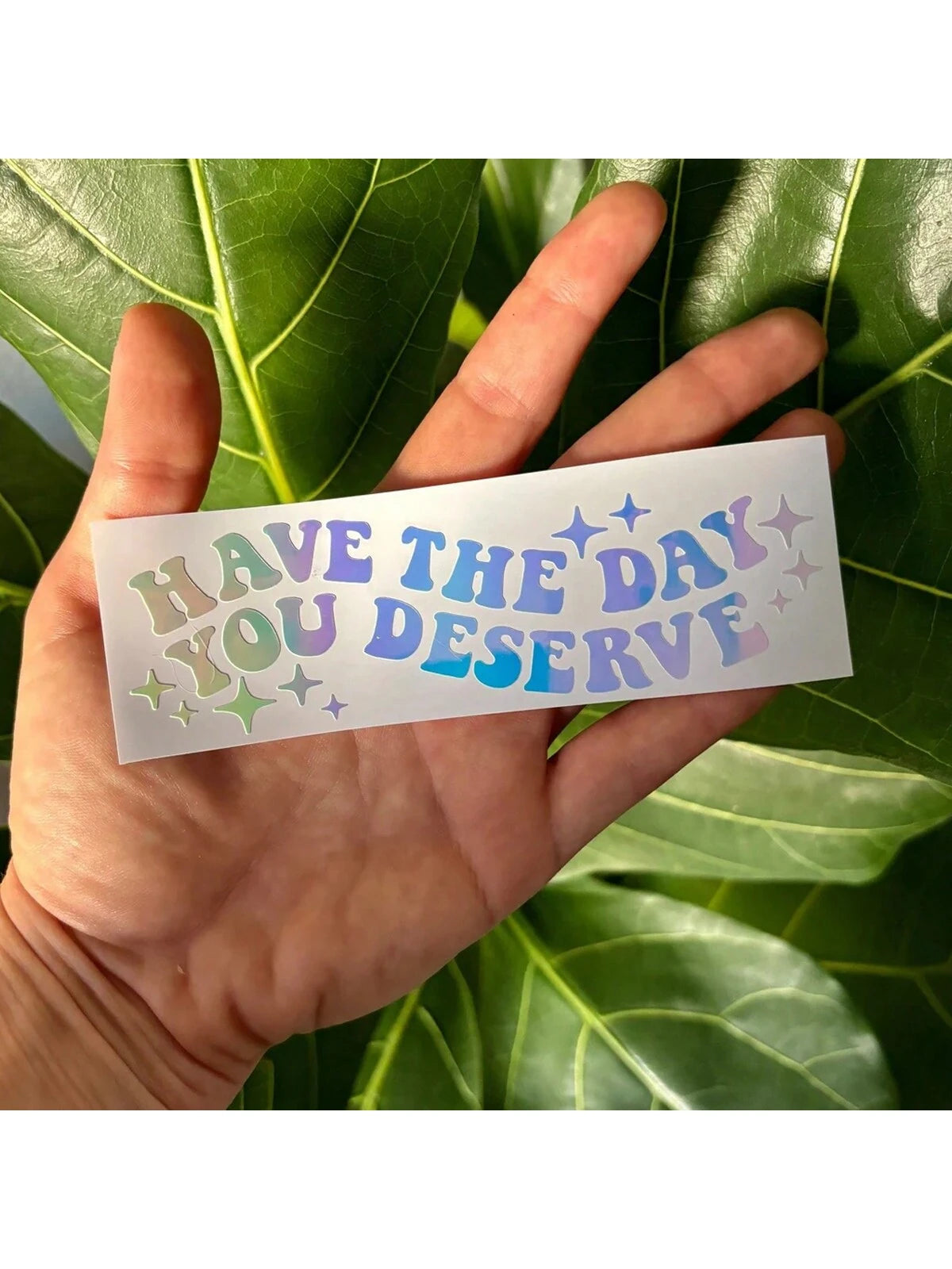 1pc Have The Day You Deserve Vinyl Decal| Water Bottle, Car Rearview Mirror, Laptop Bumper Sticker| Car Decal| Funny Decal
