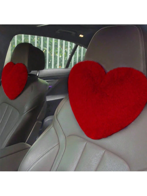 1pc Heart-Shaped Plush Car Neck Pillow, Car Stuff For Woman, LOVE, Valentines Gifts