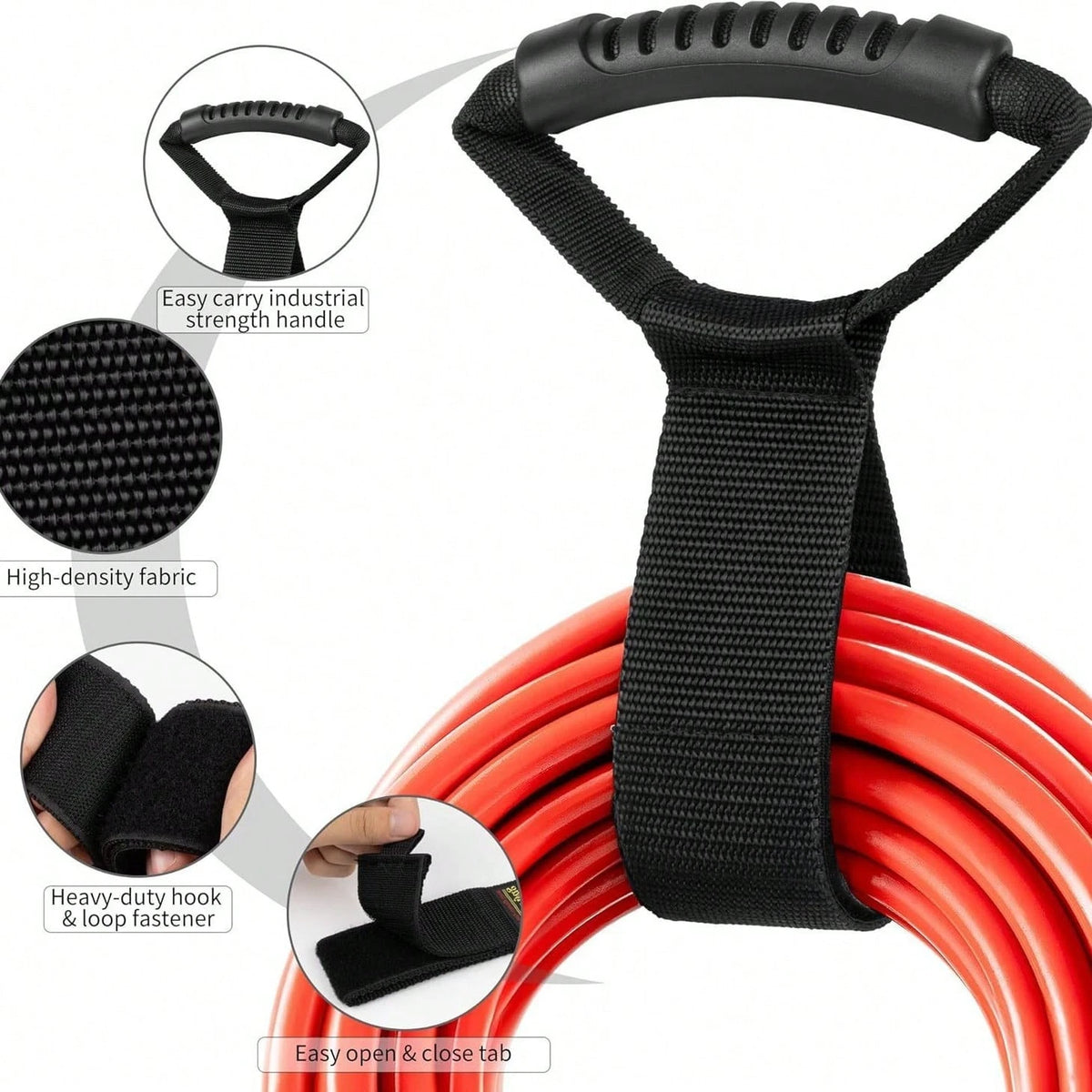1pc Heavy Duty Hook And Loop Strap With Handle, Suitable For Garden Hose, Extension Cord, Cable, Garage, Boat And Various Accessories