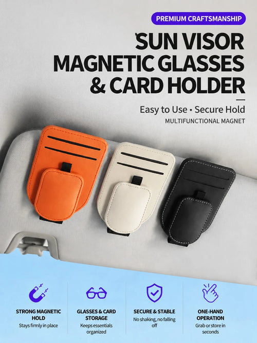 1pc High-Quality Car Sun Visor Glasses Holder- Multifunctional Car Fashion Glasses Storage Box, Card & Ticket Organizer, Car Interior Accessory, Strong Elastic Clip, Scratch-Resistant, Easy Installat