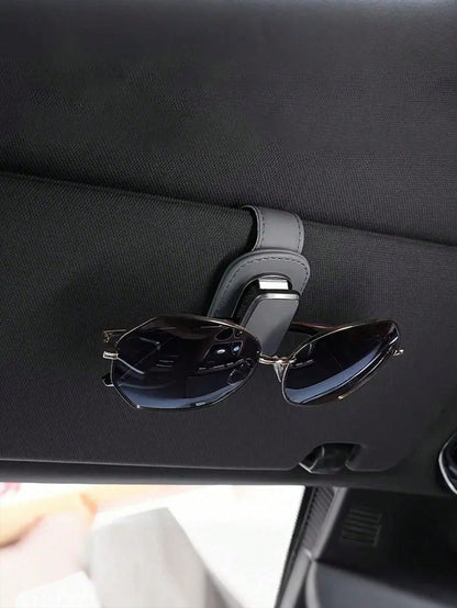 1pc High-Quality Car Sun Visor Glasses Holder- Multifunctional Car Fashion Glasses Storage Box, Card & Ticket Organizer, Car Interior Accessory, Strong Elastic Clip, Scratch-Resistant, Easy Installat