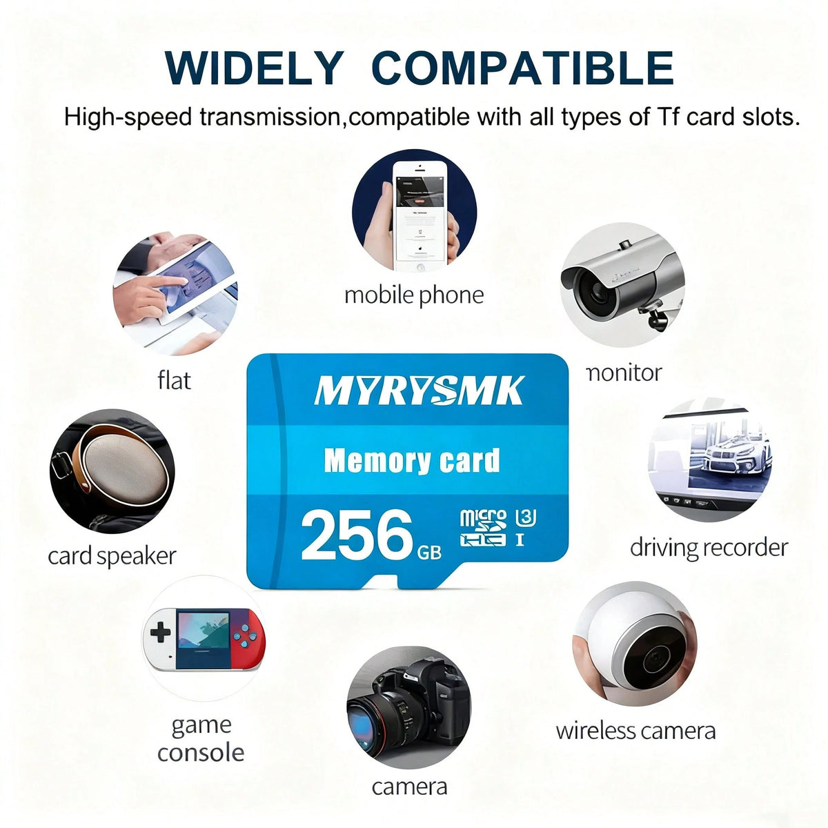 1pc High-Speed Storage Card- Compatible With Smartphones, Tablets, Cameras, Speakers And Other Devices. SD TF Card, U3 Speed/Data Transfer/Widely Applicable. Storage Capacity: 32GB/64GB/128GB/256GB