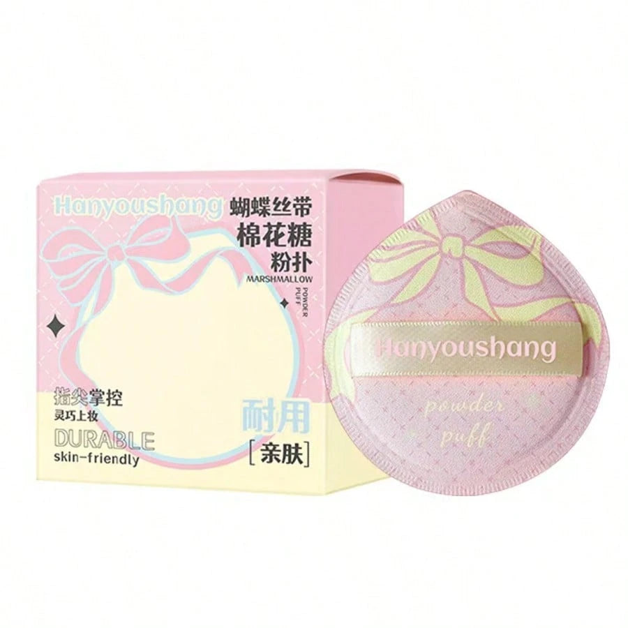 1pc Korean Style Butterfly Ribbon Cotton Candy Makeup Sponge, Super Soft Non-Absorbent Cushion Sponge, Wet & Dry Dual Use Makeup Sponge, Authentic