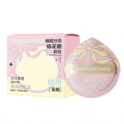 1pc Korean Style Butterfly Ribbon Cotton Candy Makeup Sponge, Super Soft Non-Absorbent Cushion Sponge, Wet & Dry Dual Use Makeup Sponge, Authentic