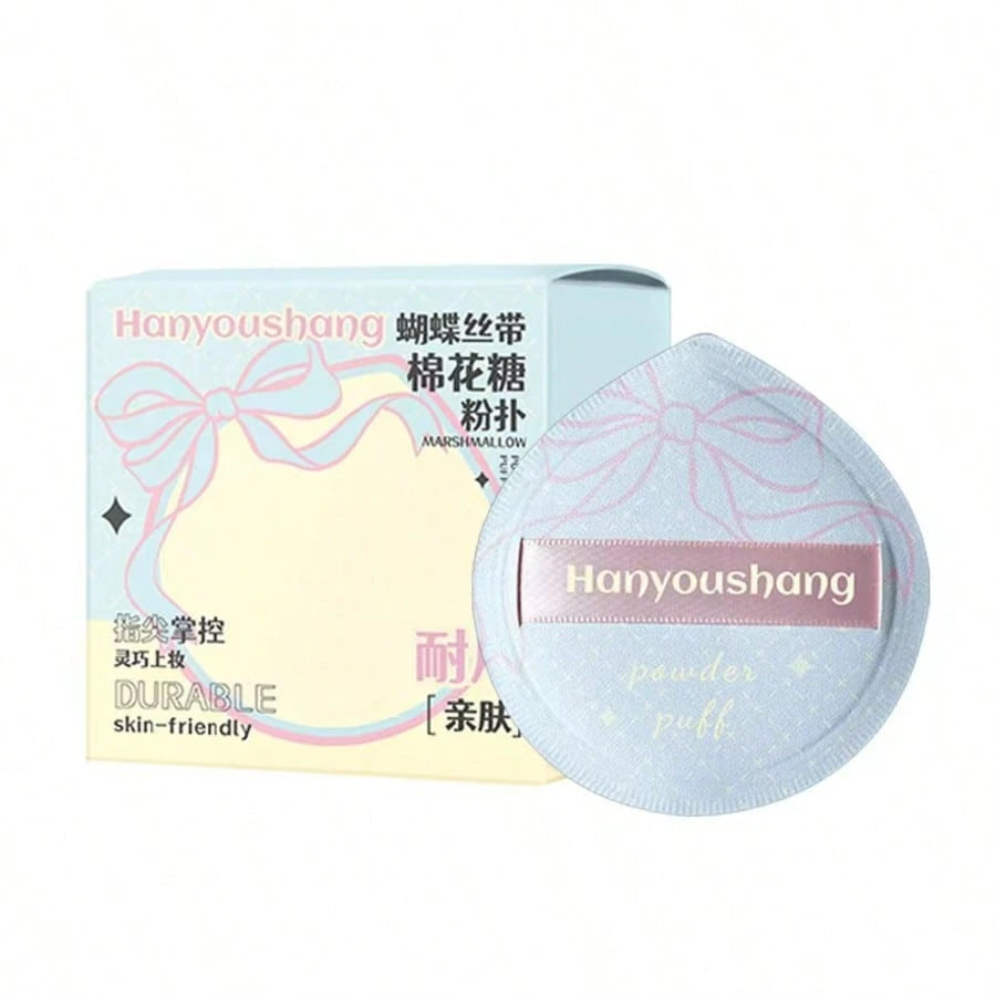 1pc Korean Style Butterfly Ribbon Cotton Candy Makeup Sponge, Super Soft Non-Absorbent Cushion Sponge, Wet & Dry Dual Use Makeup Sponge, Authentic