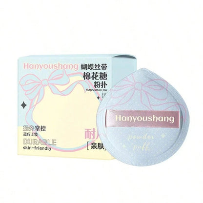 1pc Korean Style Butterfly Ribbon Cotton Candy Makeup Sponge, Super Soft Non-Absorbent Cushion Sponge, Wet & Dry Dual Use Makeup Sponge, Authentic