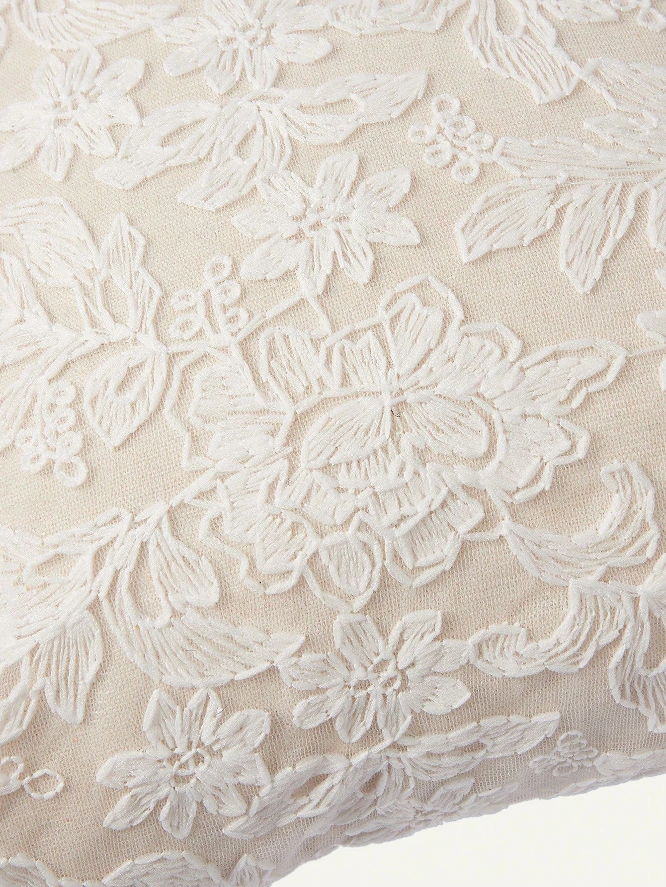 1pc Lace Embroidered Faux Fur Decorative Throw Pillow Cover, Lumbar Pillow Case For Bedroom, Living Room, Sofa, Home Decor