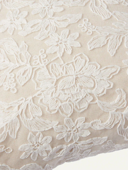 1pc Lace Embroidered Faux Fur Decorative Throw Pillow Cover, Lumbar Pillow Case For Bedroom, Living Room, Sofa, Home Decor