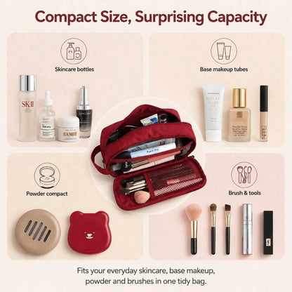 1pc Large Capacity Waterproof Makeup Bag- Portable Travel Cosmetic Organizer With Multiple Compartments. Pencil Case (Suitable For All Seasons- School Supplies),Bedroom Room Decor,Back To School