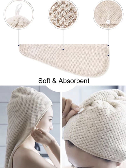 1pc Large Microfiber Hair Drying Towel For Women Super Absorbent Quick Dry Long Short Hair With Elastic Strap For Home Bathroom Salon Hotel Sports Gym