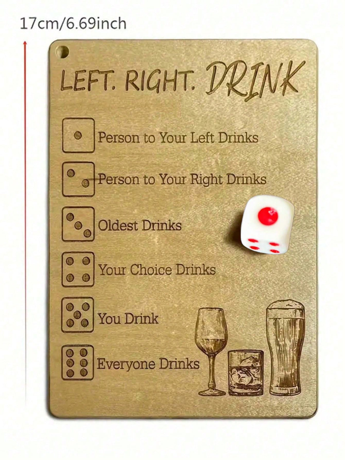 1pc Left Or Right Drinking Game Prop, Perfect For Parties, Couples And Friends Gatherings, Ideal Party Supplies For Valentine's Day, Thanksgiving, New Year