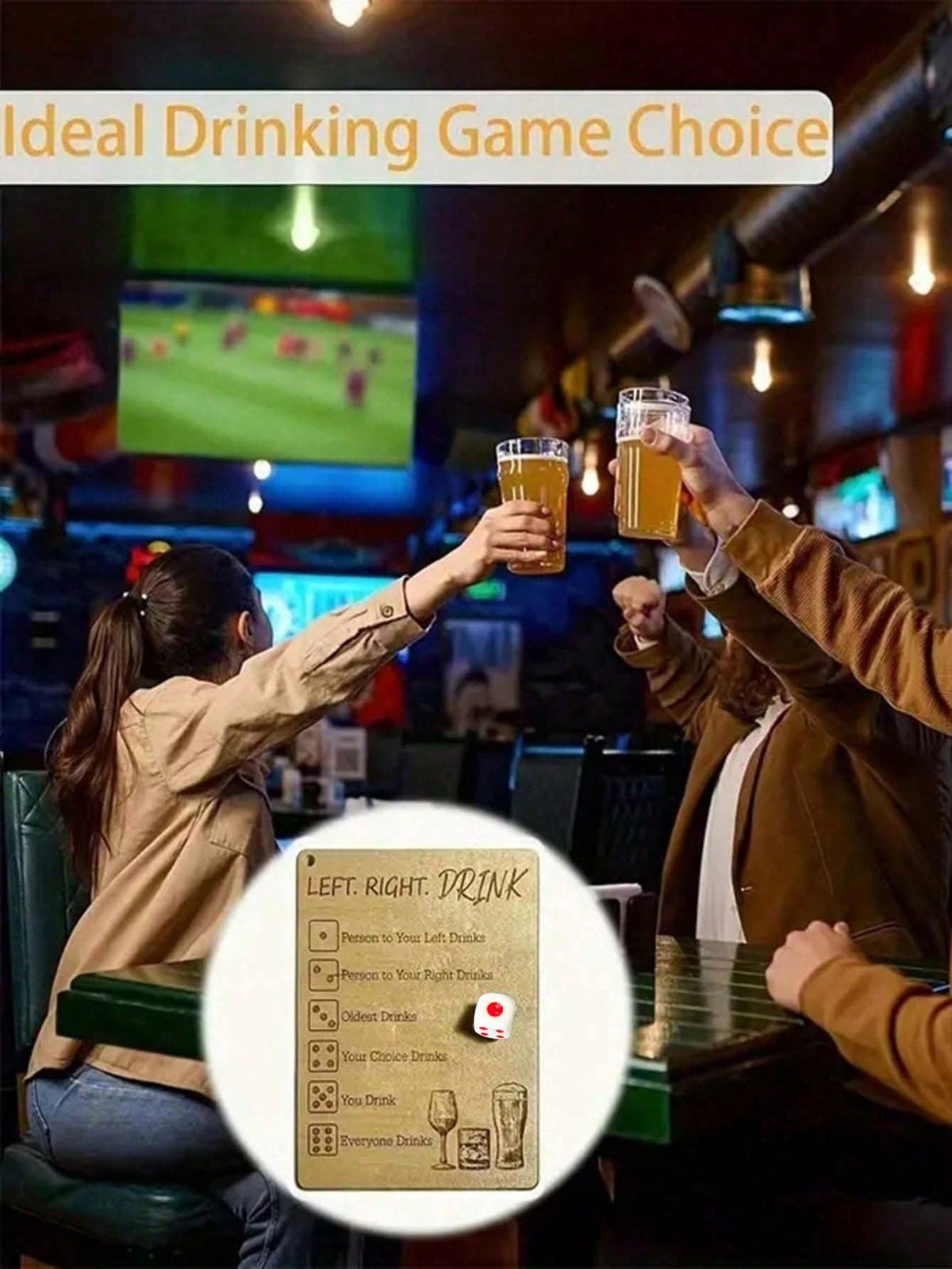 1pc Left Or Right Drinking Game Prop, Perfect For Parties, Couples And Friends Gatherings, Ideal Party Supplies For Valentine's Day, Thanksgiving, New Year