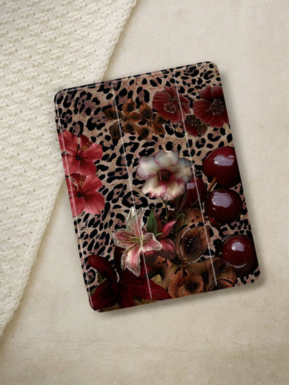 1pc Leopard Floral Pattern Flat Protective Case, Compatible With 10.2 Inch 2021/2020 10th/9th/8th Gen, (A16) 11 Inch 11th Generation 2025, Compatible With Samsung Galaxy Tab A8 10.5 Inch 2022, Tabl