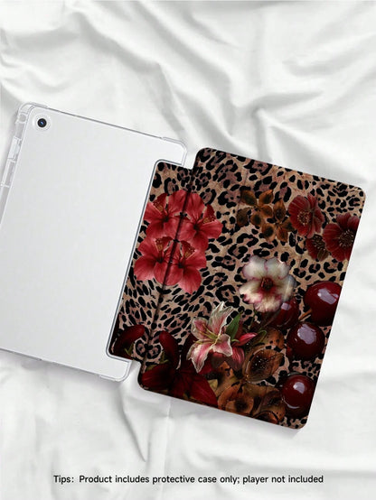 1pc Leopard Floral Pattern Flat Protective Case, Compatible With 10.2 Inch 2021/2020 10th/9th/8th Gen, (A16) 11 Inch 11th Generation 2025, Compatible With Samsung Galaxy Tab A8 10.5 Inch 2022, Tabl