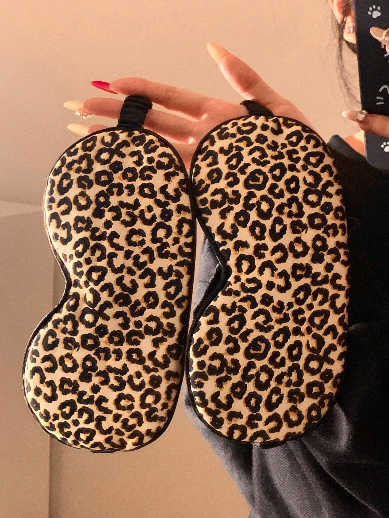 1pc Leopard Print Eye Mask, Lightweight Silk-Like Material, Sleeping Mask For Afternoon Nap, Summer Eye Fatigue Relief