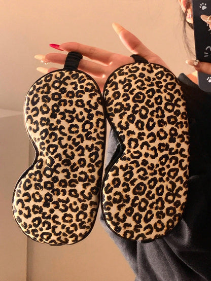 1pc Leopard Print Eye Mask, Lightweight Silk-Like Material, Sleeping Mask For Afternoon Nap, Summer Eye Fatigue Relief