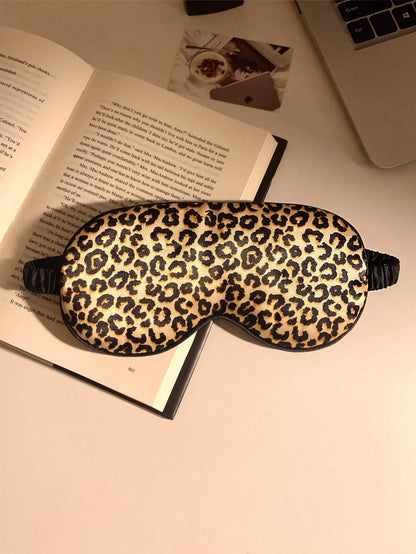 1pc Leopard Print Eye Mask, Lightweight Silk-Like Material, Sleeping Mask For Afternoon Nap, Summer Eye Fatigue Relief