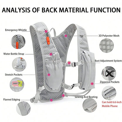 1pc Lightweight 6L Breathable Hydration Backpack, Unisex
