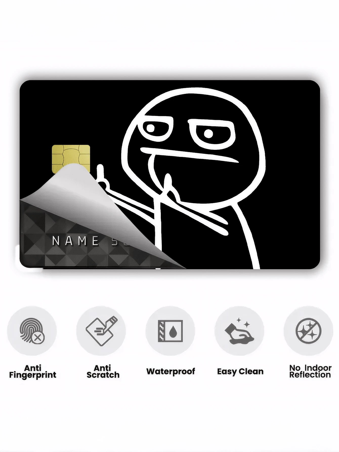 1pc Line Art Figure Credit Card Decorative Sticker, Funny Gag, Creative Personalized Ultra-Thin PVC Anti-Fingerprint Credit Card Protective Film, Anti-Scratch, Unisex, Suitable For Small Chip Cards, B