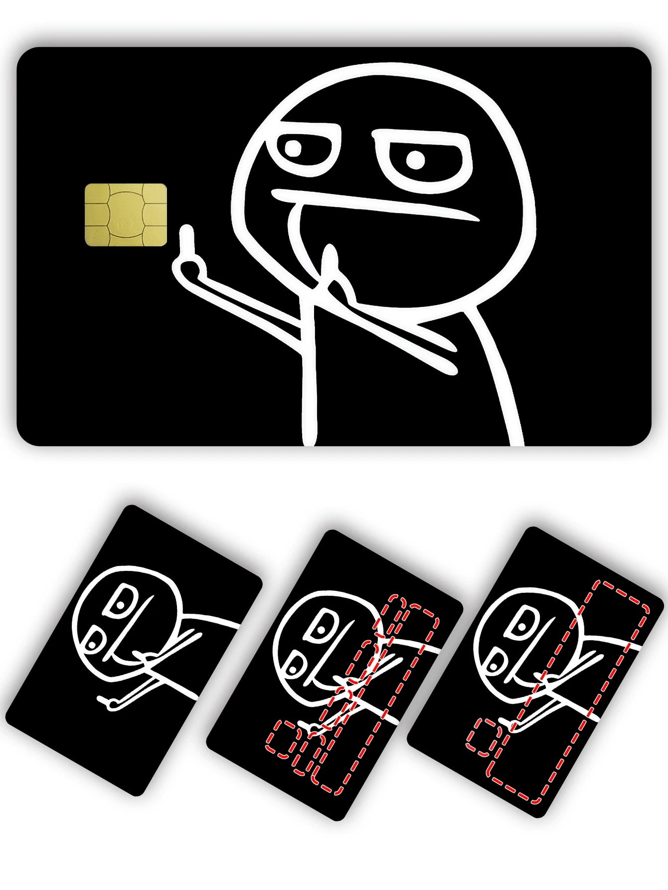 1pc Line Art Figure Credit Card Decorative Sticker, Funny Gag, Creative Personalized Ultra-Thin PVC Anti-Fingerprint Credit Card Protective Film, Anti-Scratch, Unisex, Suitable For Small Chip Cards, B
