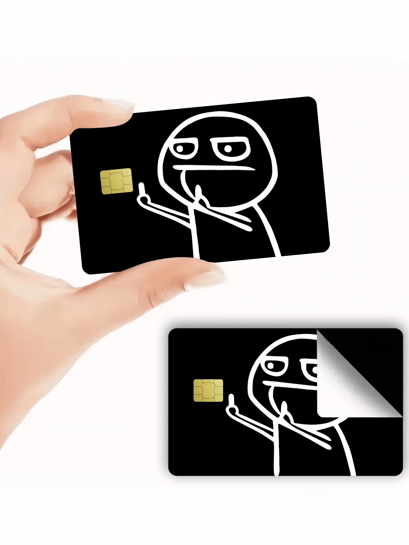 1pc Line Art Figure Credit Card Decorative Sticker, Funny Gag, Creative Personalized Ultra-Thin PVC Anti-Fingerprint Credit Card Protective Film, Anti-Scratch, Unisex, Suitable For Small Chip Cards, B