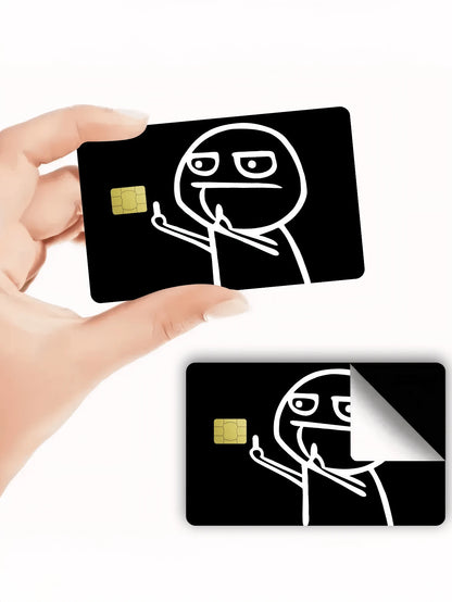 1pc Line Art Figure Credit Card Decorative Sticker, Funny Gag, Creative Personalized Ultra-Thin PVC Anti-Fingerprint Credit Card Protective Film, Anti-Scratch, Unisex, Suitable For Small Chip Cards, B