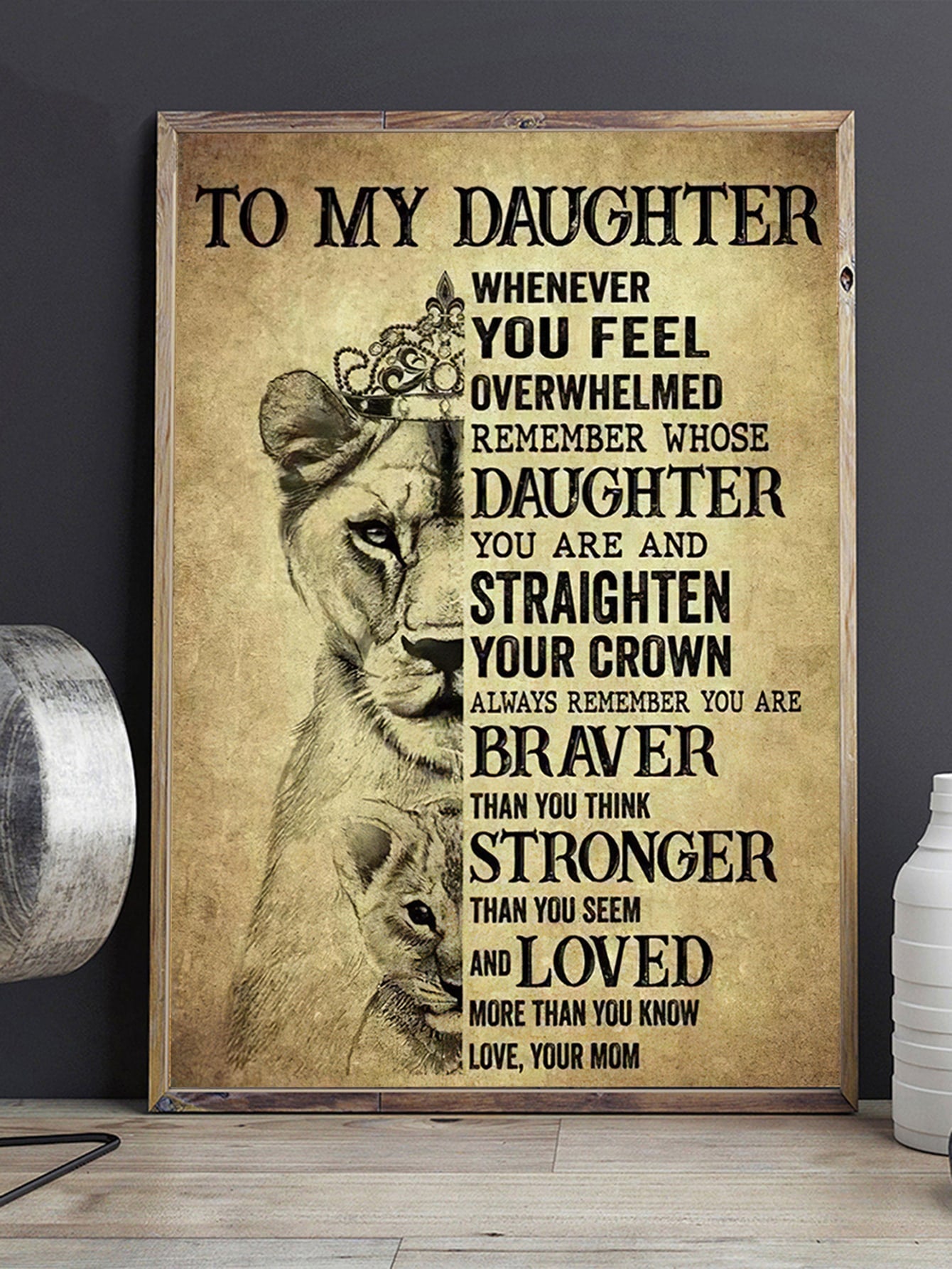 1pc Lion Animal Phrase Home Decor Canvas Art Print For Living Room Bedroom Wall Decoration,Wall Art,Poster Gifts Birthday Graduation