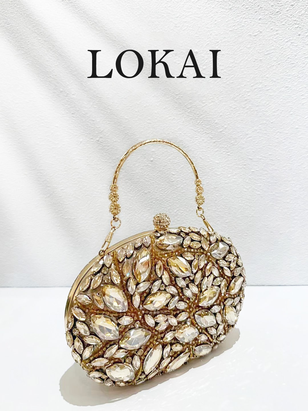 1pc Luxurious Rhinestone Hard Shell Evening Clutch, Women's Floral Leaf Design Fully Embellished Luxury Handbag Small Bag, With Metal Handle, Suitable For Wedding, Ball, High-End Formal Occasions, Bri