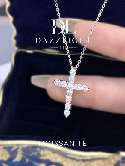 1pc Luxury 3-Diamond Necklace, Moissanite Diamond Pendant Necklace, 925 Sterling Silver Wedding/Engagement Necklace, Luxury Jewelry Gift For Girls/Women, Anniversary Present