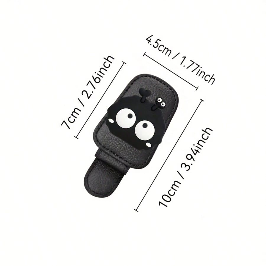 1pc Magnetic Car Sun Visor Glasses Clip, Made Of PU Material, Cute CharcoalDesign, Fashionable Glasses Holder With Strong Magnetic Bracket, Car Interior Accessories (Black), Automotive Decor| Interes