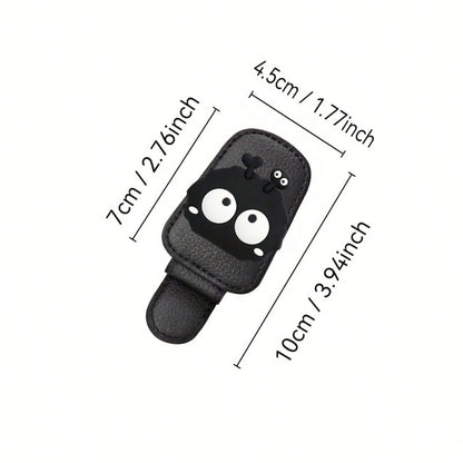 1pc Magnetic Car Sun Visor Glasses Clip, Made Of PU Material, Cute CharcoalDesign, Fashionable Glasses Holder With Strong Magnetic Bracket, Car Interior Accessories (Black), Automotive Decor| Interes