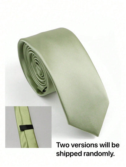 1pc Men's Sage Green Tie (5cm Wide Narrow Tie), Satin Soft Slim Fit Tie, Suitable For Weddings, Parties, Gatherings And Other Occasions