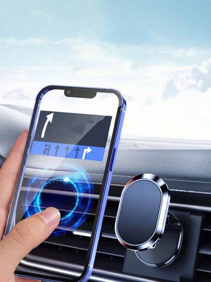 1pc Metal Car Phone Holder, Foldable Strong Suction Cup Phone Mount, Dashboard Installation, 360 Degree Rotating Navigation Bracket